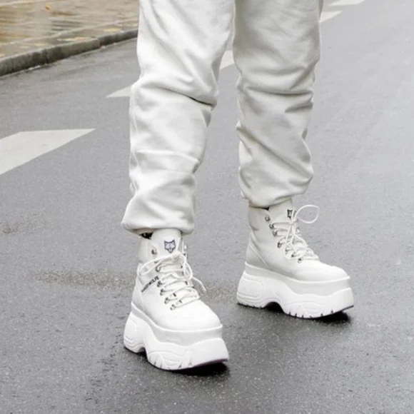 Naked Wolfe Spike Wicked White Platform High-Top Sneakers sz 7 US - Picture 6 of 15